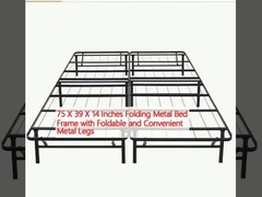 75 X 39 X 14 Inches Folding Metal Bed Frame with Foldable and Convenient Metal Legs