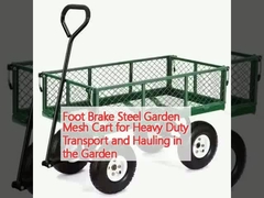 Foot Brake Steel Garden Mesh Cart for Heavy Duty Transport and Hauling in the Garden