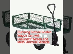 Dumping Feature Garden Wagon Cart with Pneumatic Wheels and Mesh Structure Versatile
