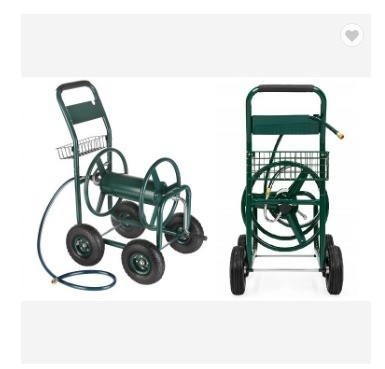 4 Wheel Cart Stainless Steel Water Hose Reel for Easy Garden Watering and Cleaning