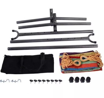 Outdoor Lightweight Double Cotton Hammock with Steel Stand 200kg Weight Capacity