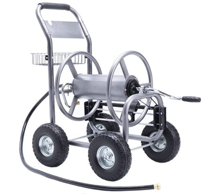 Handy Pull Wheeled Frame Camping Garden Flower Water Wagon with Trolley and Hose Cart