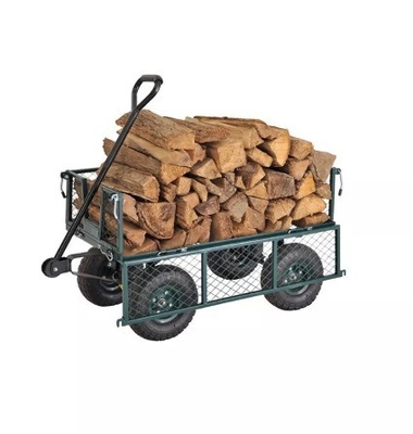 Green Portable Heavy Duty 4 Wheels Steel Tool Trolley Wagon Garden Cart Durable
