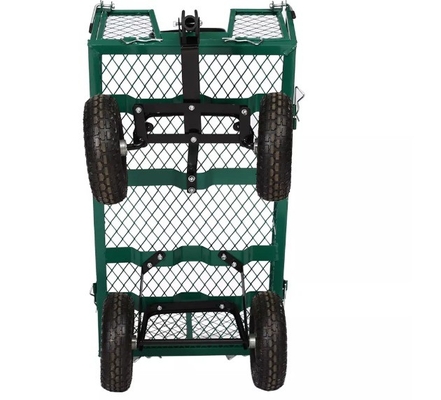 Green Portable Heavy Duty 4 Wheels Steel Tool Trolley Wagon Garden Cart Durable