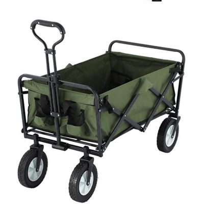 Iron Foldable Wagon Cart Camping Easy to Maneuver Collapsible Garden Cart