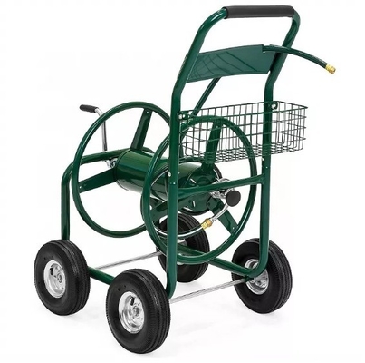 Customized Stainless Steel Four Wheels Garden Hose Reel Cart for Long Range Irrigation