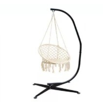 Outdoor Activity Round Frame Rattan Hanging Egg Garden Swing Chair with Vibrant Color