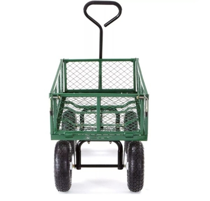 Four-wheel and Green Mesh Structure Garden Cart for All Your Gardening Needs