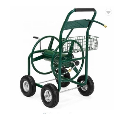 Industrial Metal 4 Wheel Hose Reel Mobile Cart For Outdoor Storage And Tool