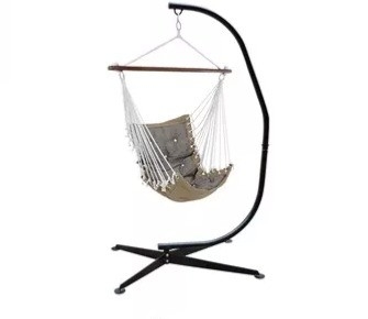 Garden Hammock Chair Swing with Hanging Hardware Kit and Easy Collapsible Iron Stand