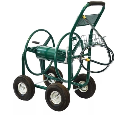 Brass Hose Connector Four-wheel Hose Reel Cart for Hose Storage and Transport Green