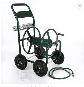 Make Watering Your Garden a Breeze with this Green Garden Hose Reel Cart and Ergonomic Handle
