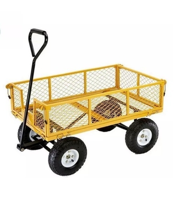 Easy Removal Advantage Heavy Duty Steel Garden Cart with Four Wheels and Mesh Wire Spoke