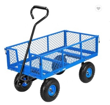 Effortless Garden Transport with 500LBS Capacity Steel Mesh Deck Flower Trolley