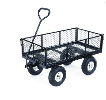 Effortless Garden Transport with 500LBS Capacity Steel Mesh Deck Flower Trolley
