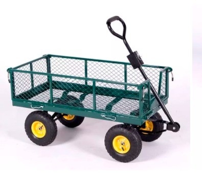 Effortless Garden Transport with 500LBS Capacity Steel Mesh Deck Flower Trolley
