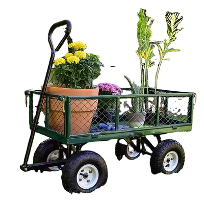 Steel And Wood Tool Garden Utility Cart Customizable with Mesh Platform