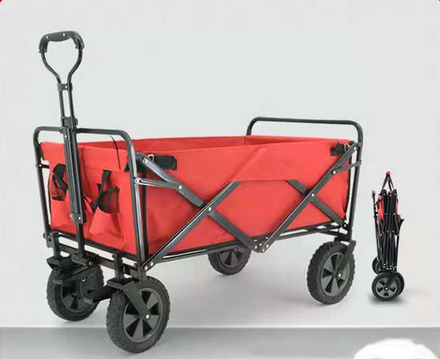 Outdoor Camping Folding Trolley Trailer with Four Wheels Green Multi-function Tool Cart