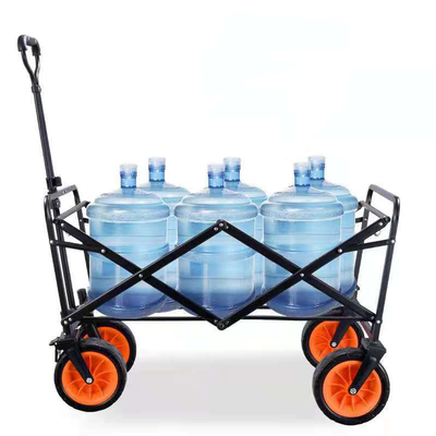 Outdoor Camping Folding Trolley Trailer with Four Wheels Green Multi-function Tool Cart