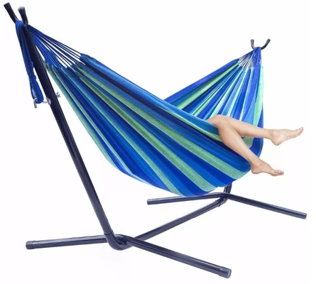 Leisure Yard Outdoor Folding Hammock Iron Pipe Cotton Canvas Hammock 200kg Capacity