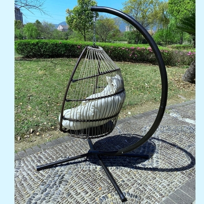 Modern Macrame Swing Hammock Chair with Durable Hanging Kits and C Shape Swing Stand Weight Capacity 260KGS