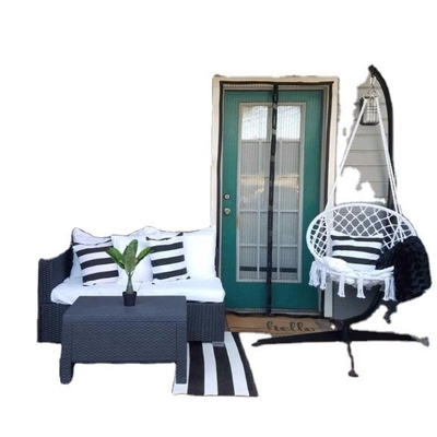 Modern Macrame Swing Hammock Chair with Durable Hanging Kits and C Shape Swing Stand Weight Capacity 260KGS