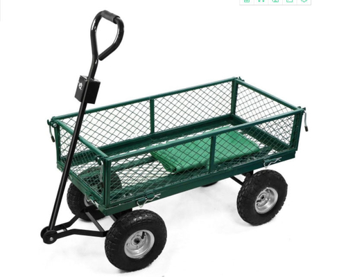 Wooden Mesh Cart Wagon Four Wheel Cart 20LBS Capacity for Qingdao Port Transportation
