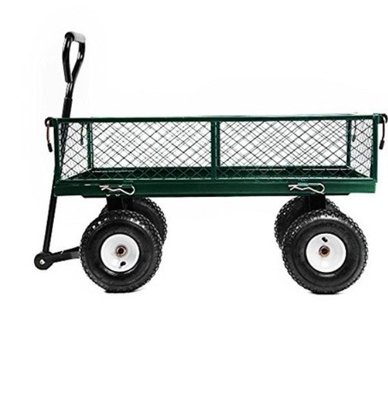 Qingdao Port Loading 500KGS Iron Foldable Heavy Duty Steel Cargo Mesh Wagon for Garden