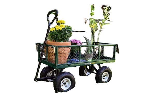 Iron Green Portable Heavy Duty Steel Beach Wagon Hauling Car Tool Grocery Food Cart Trolley