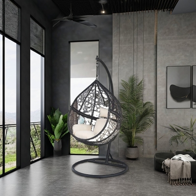 Modern Outdoor Activity Porch Hammock Swing Egg Chair with Frame and Cushion Rattan