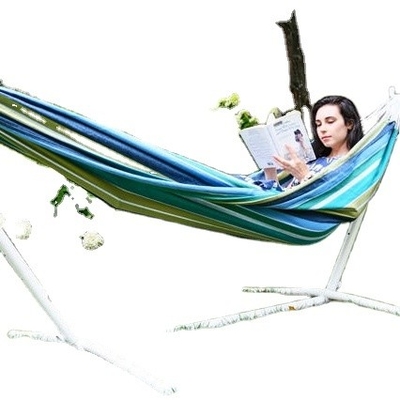 Customized Color Waterproof Portable Canvas Camping Swing Bed with Stand in Qingdao Port