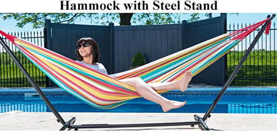 Customized Color Waterproof Portable Canvas Camping Swing Bed with Stand in Qingdao Port