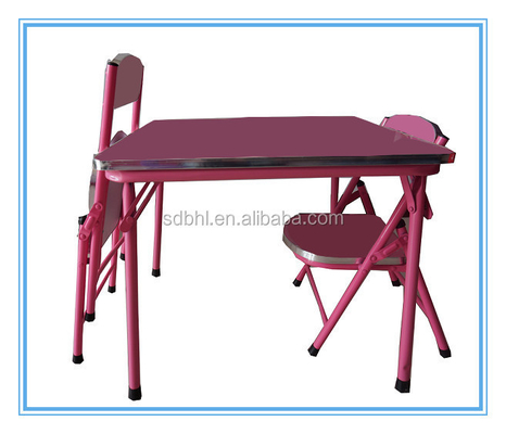 Kids Study Folding Table and Chair Set Metal Construction for Convenient Storage