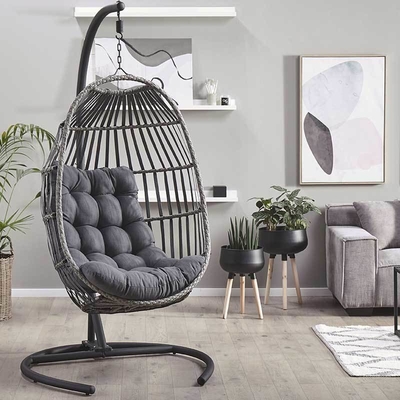 Collapsible Patio Garden Rattan Hammock Egg Hanging Chair Swing with Stand in Qingdao