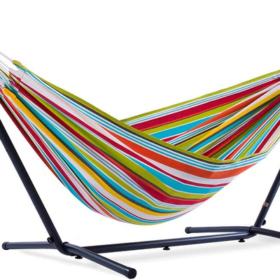 Folding Stainless Steel Canvas Hammock With Stand Free Standing Double Hammock for Outdoor