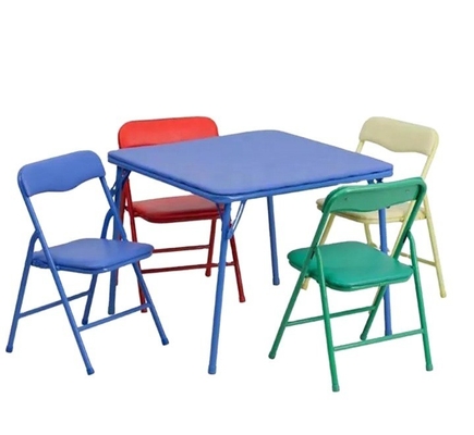 Living Room Kids Furniture Folding Study Table And Chairs With Adorable Cartoon Print