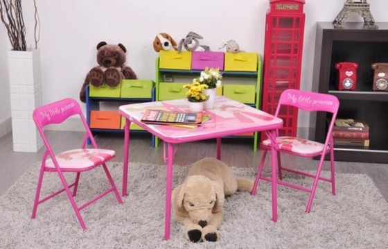 Metal Folding Card Kids Party Table and Chair Sets Modern Design for Children's Study