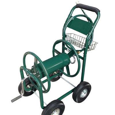 Iron Material for Long-Lasting Garden Water Hose Reel Cart With Four Metal Wheels