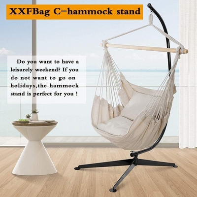 Garden Swing Hammock Chair With Durable Hanging Kits And C Shape Swing Stand In Modern Design