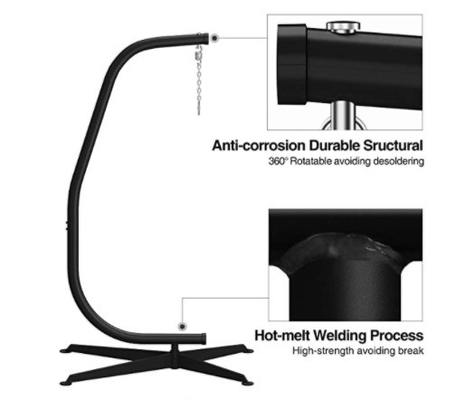 Outdoor Activity 360 Degree Rotation Hammock Chair C-Stand for General Outdoor Furniture