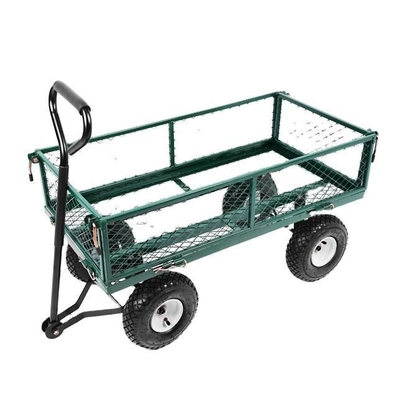 Green Steel Mesh Garden Folding Trolley Tool Cart for Portable Utility Maneuverability