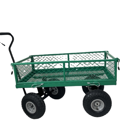 86*46*85 Heavy Duty Steel Mesh Yard Garden Jumbo Crate Wagon Utility Garden Trolley Cart with 4 Four Wheels
