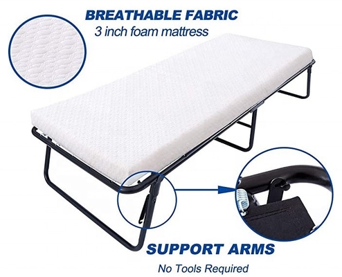Convenient Bedroom Storage Foldable Extra Guest Bed with Memory Foam Mattress and Wheels