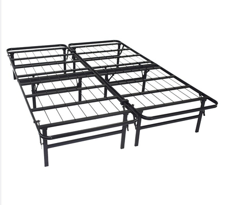 Hotel Queen Size Metal Folding Bed Frame with Storage Space in Coastal Design Style