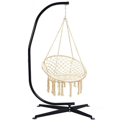 Customized Color Heavy Duty C Shape Frame Swing Chair Stand and Macrame Hammock Chair