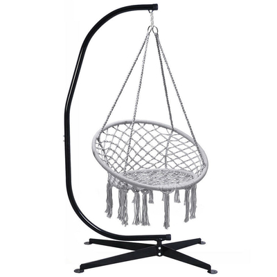Customized Color Heavy Duty C Shape Frame Swing Chair Stand and Macrame Hammock Chair