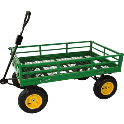 Mesh Structure Portable Heavy Duty Steel Garden Trolley Cart With 4 Wheels For Garden