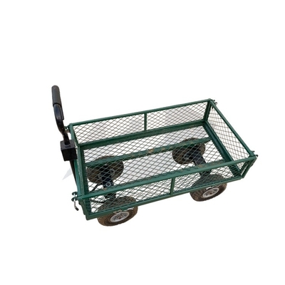Mesh Structure Portable Heavy Duty Steel Garden Trolley Cart With 4 Wheels For Garden
