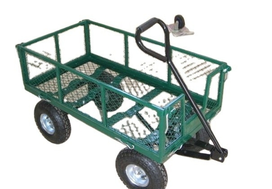 Mesh Structure Portable Heavy Duty Steel Garden Trolley Cart With 4 Wheels For Garden