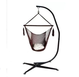 Heavy Duty C Shape Frame Swing Chair Stand With Macrame Hammock Chair Qingdao Port Loading